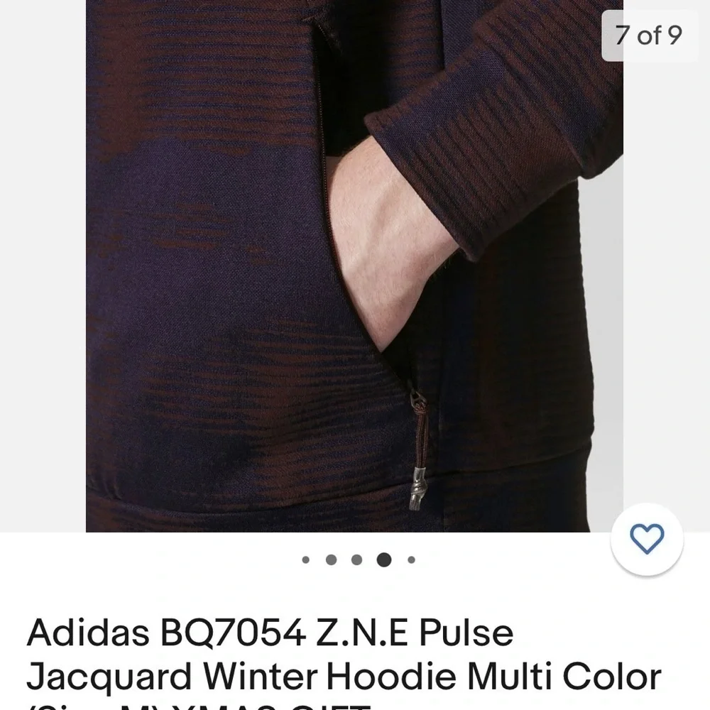 Adidas Z. N. E. Pulse Jacquard Hoodie Burgundy Size XL